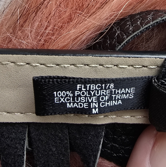 BCBGMaxazria, Black Fringe Vegan Leather Studded Statement Belt, Size Medium - Picture 11 of 12